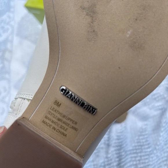 Gianni Bini Brycin Size 8 White Western Leather Studded Booties Boots - Picture 8 of 8